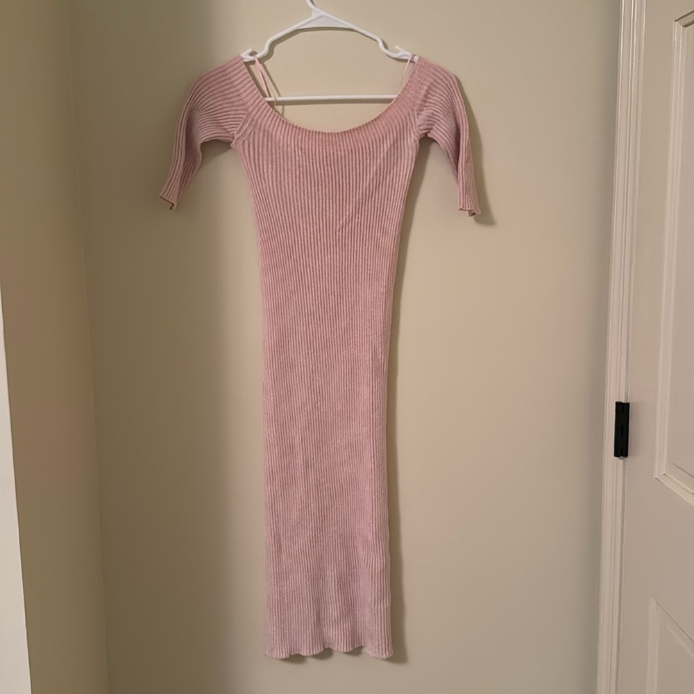 Helmut Lang pink off the shoulder mini dress